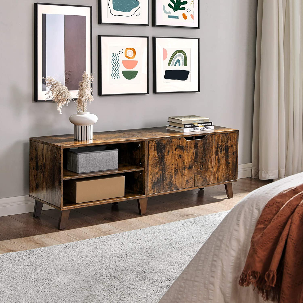 Vasagle TV-Schrank, 140x40x45cm, Rustikales Braun