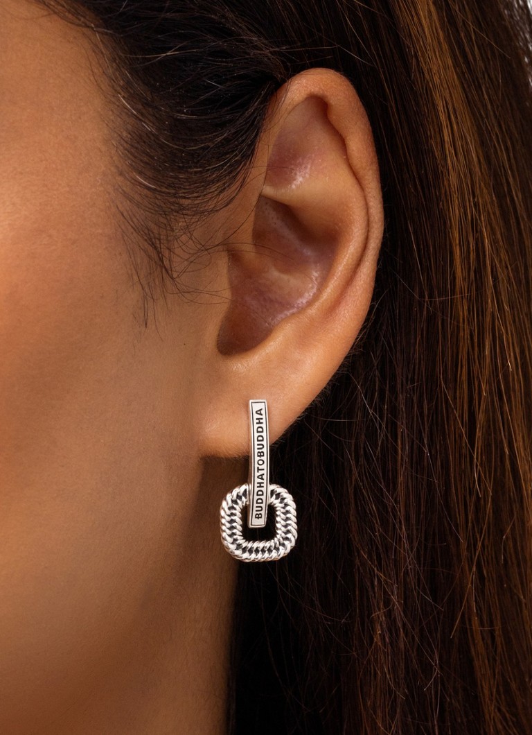 Buddha to Buddha Chain Logo single silver stud earring