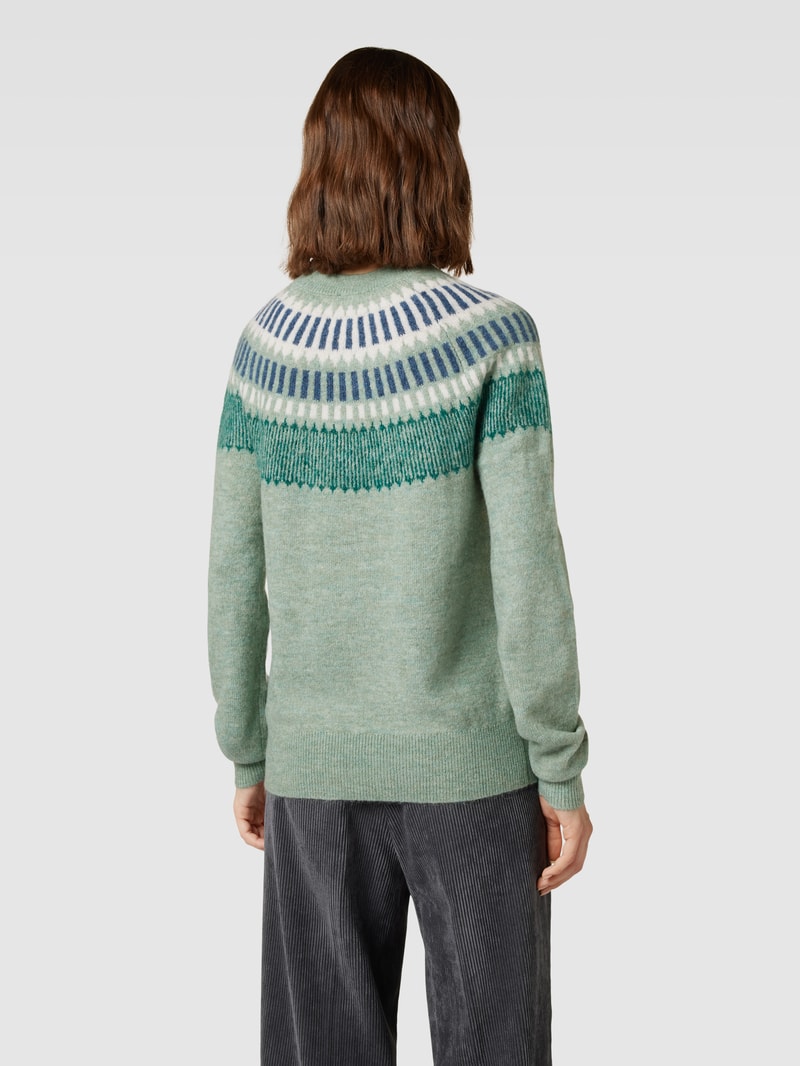 Strickpullover mit Rundhalsausschnitt in metallic türkis