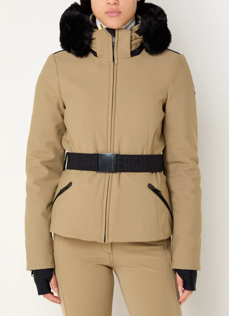 Goldbergh Hida softshell ski jacket with detachable faux fur and belt