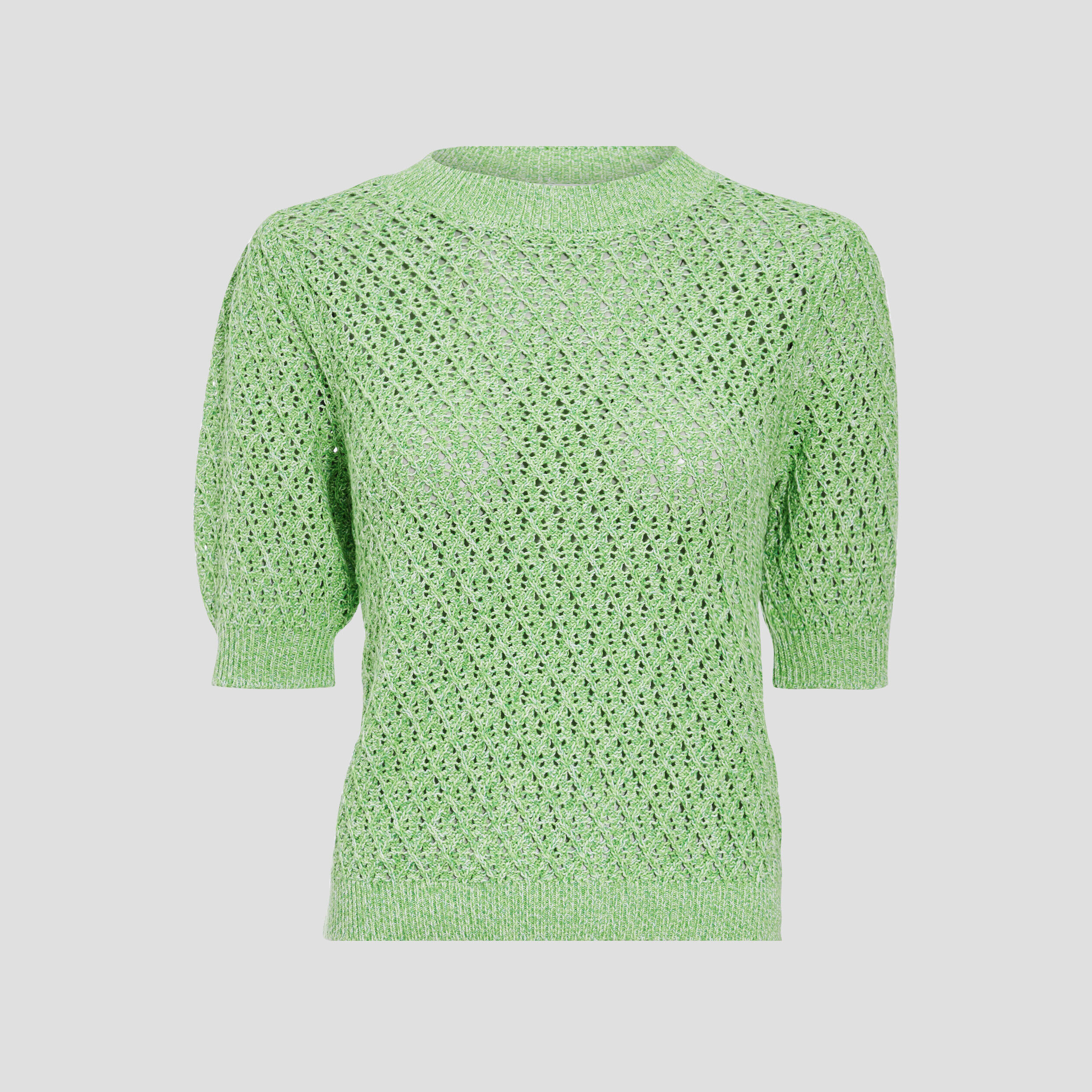 Pull manches courtes ajouré vert clair femme | Cache Cache