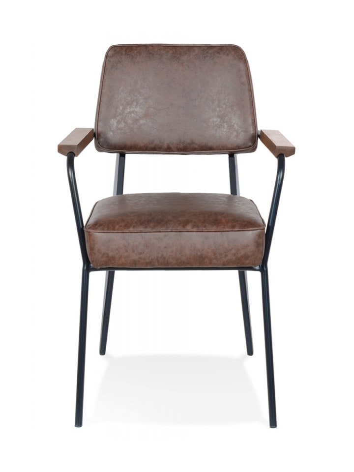 KADIMA DESIGN Armlehne Stuhl Metall Kunstleder | Esszimmerstuhl Retro Chic günstig kaufen onesize