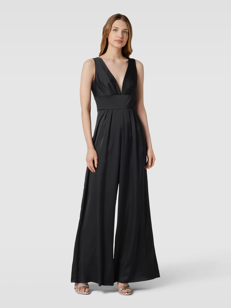 Jumpsuit mit V-Ausschnitt in schwarz