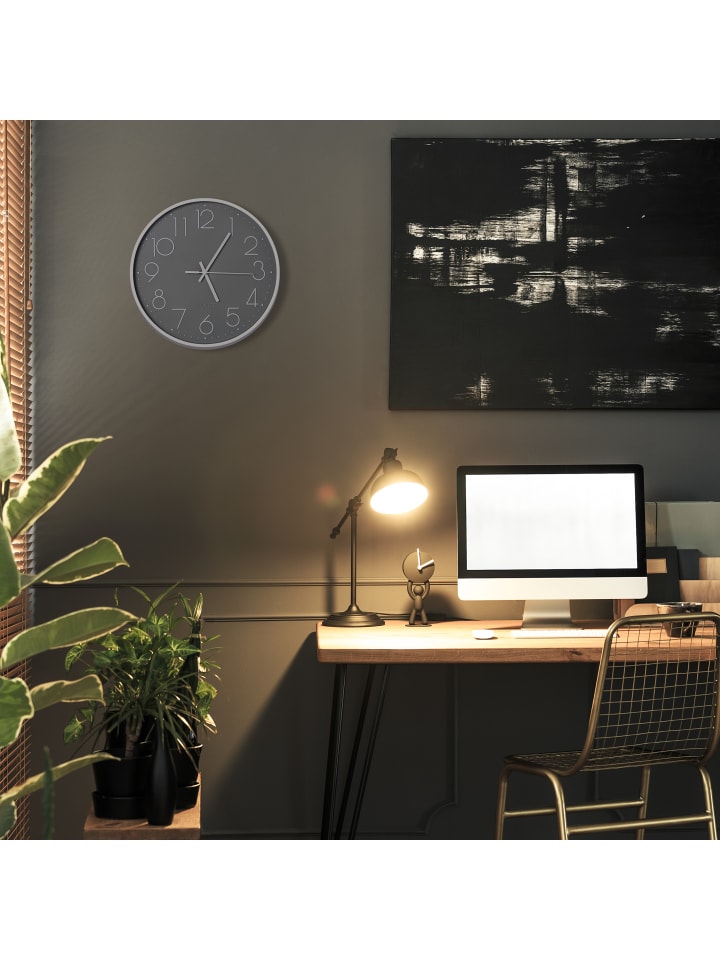 relaxdays Wanduhr in Grau/ Weiß - Ø 30 cm günstig kaufen onesize