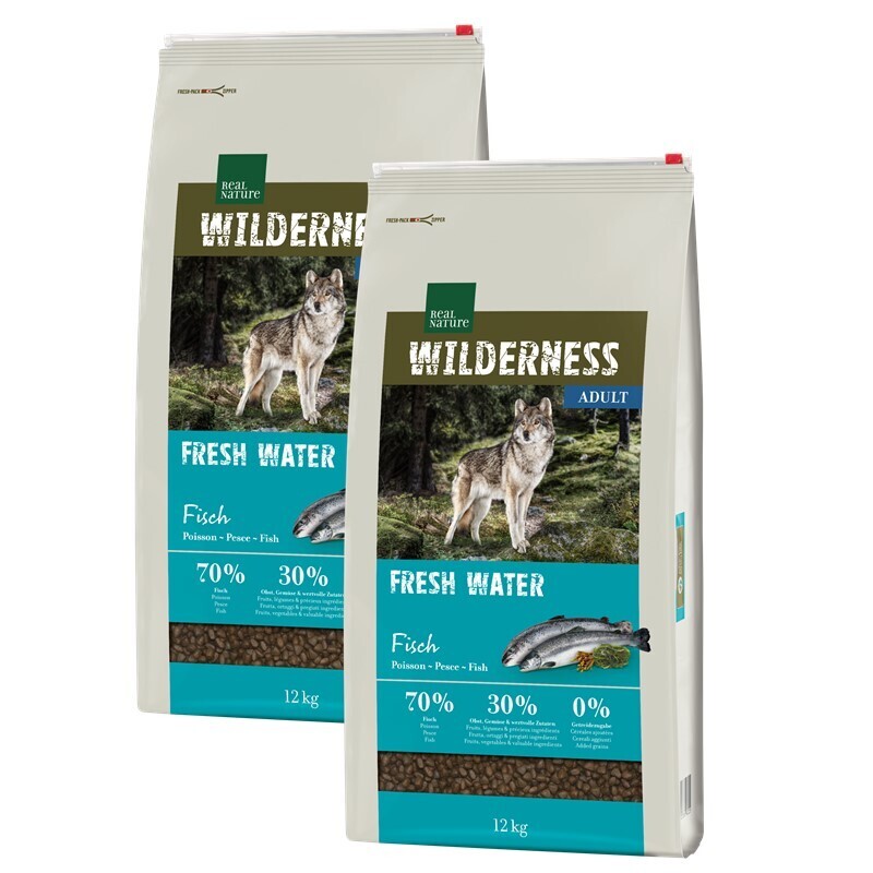 REAL NATURE Hundetrockenfutter REAL NATURE WILDERNESS Fresh Water Adult Fisch 2x12 kg
