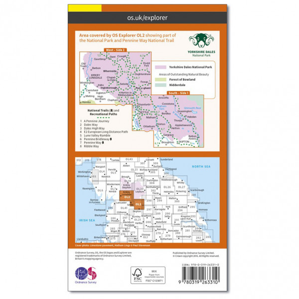 Ordnance Survey - Yorkshire Dales - Southern & Western Areas Outdoor EGMOL002 - Wanderkarte