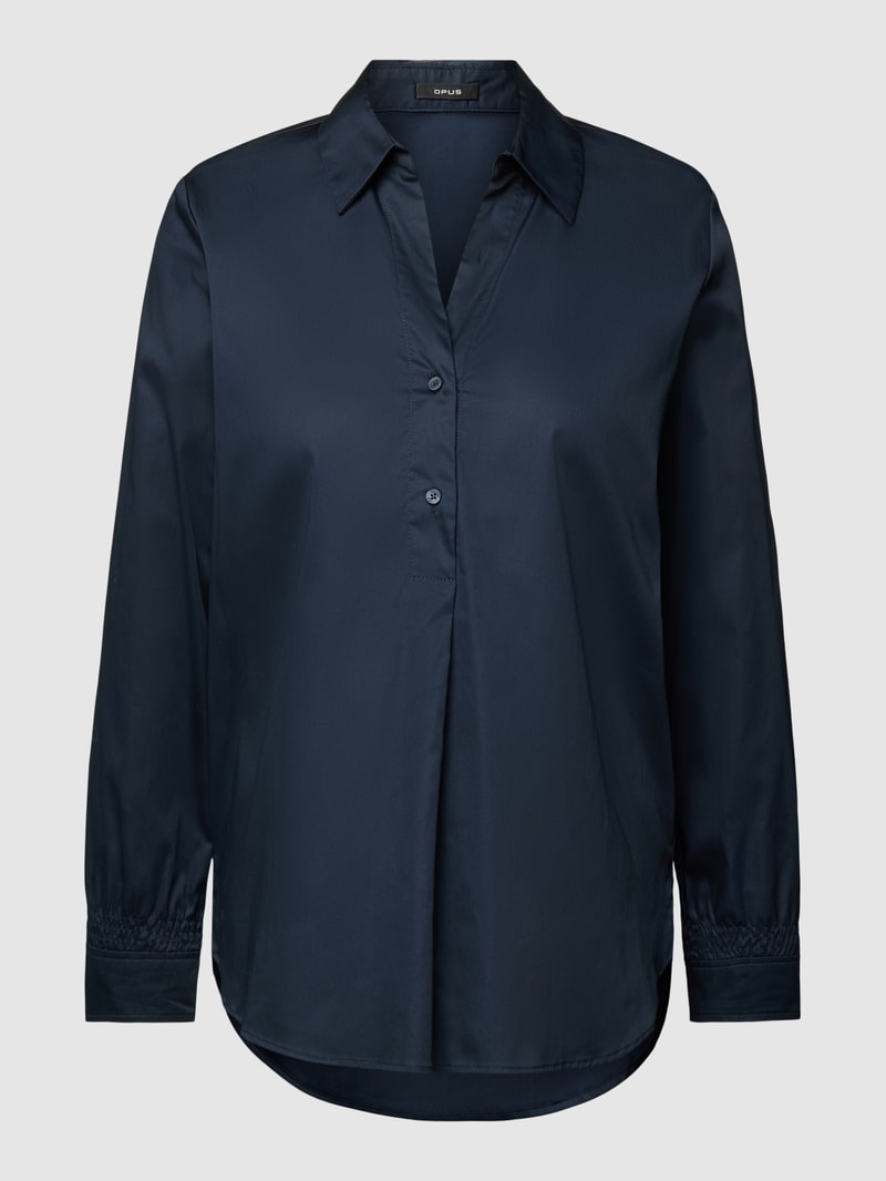 Bluse mit Umlegekragen Modell 'Fanane' in marineblau
