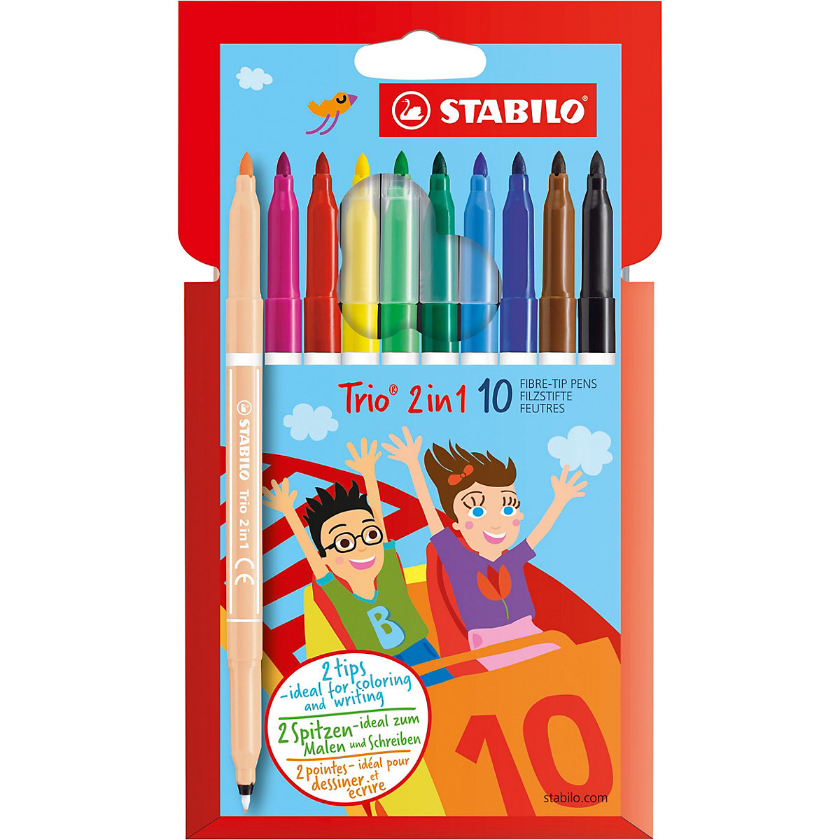 Filzstift und Fineliner in einem, Trio 2 in 1