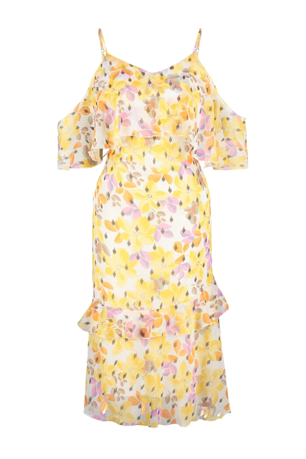 Trendyol Curve  Mehrfarbiges gewebtes Kleid mit Blumenmuster TBBSS23AH00049