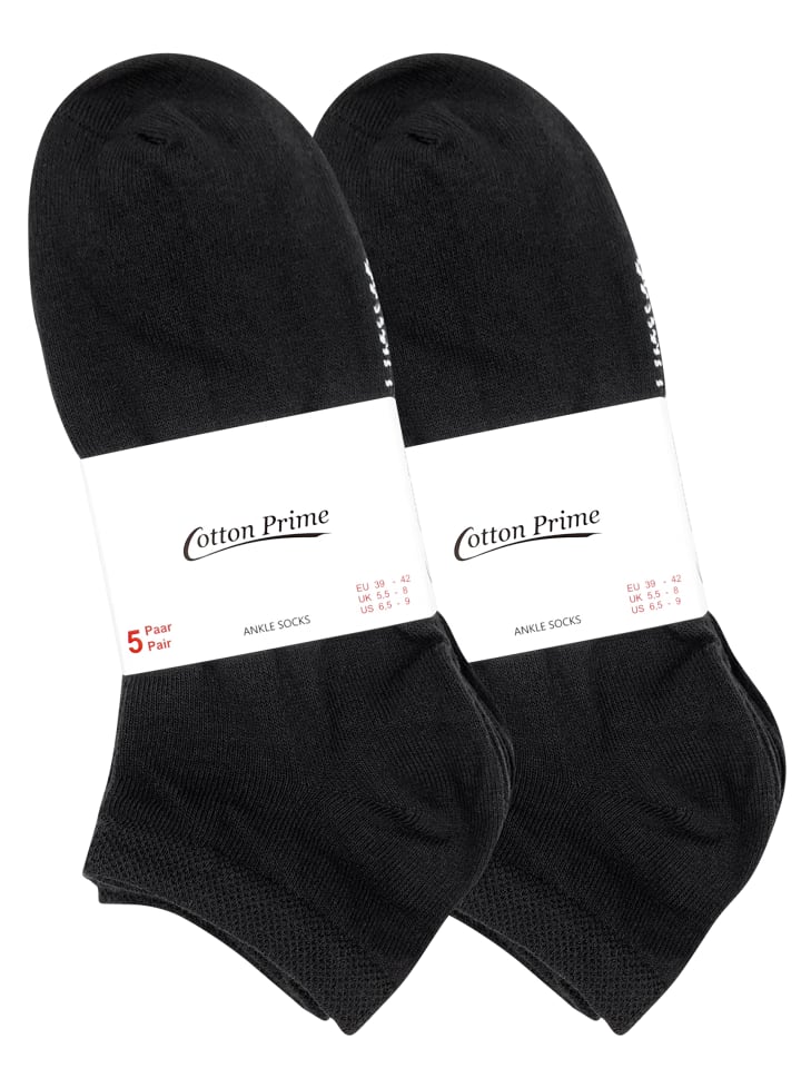 Cotton Prime® 10 Paar COTTON-Essentials Sneaker-Socken in Schwarz günstig kaufen 43-46