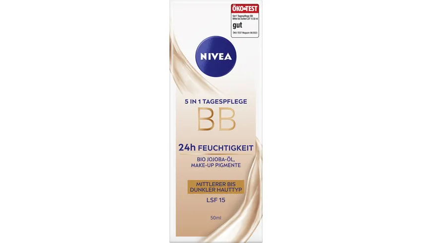 NIVEA 5in1 BB Tagespflege 24h Feuchtigkeit Mittlerer bis Dunkler Hauttyp LSF 15 50 ml