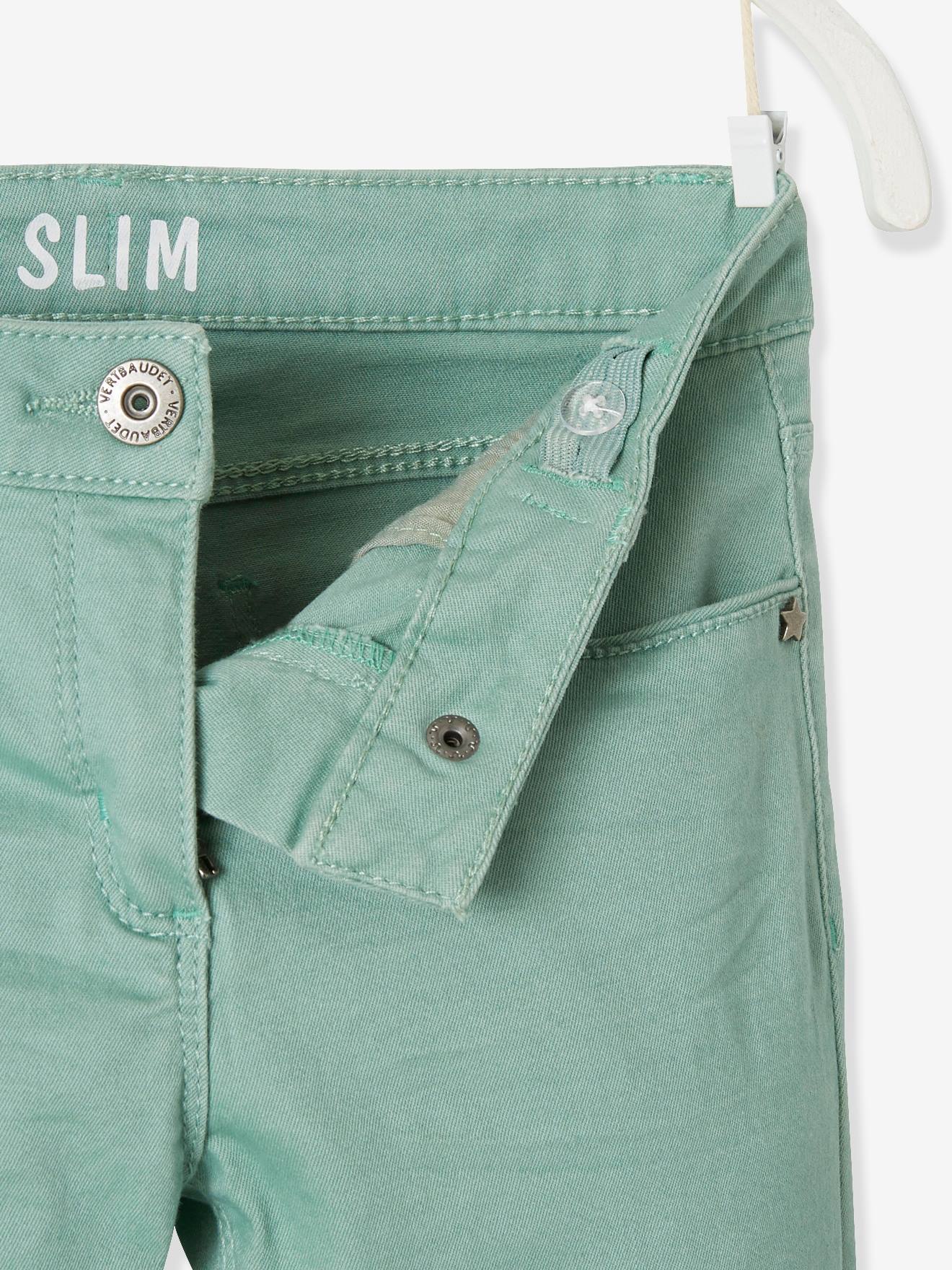 Pantalon slim fille Morphologik tour de hanches LARGE vert