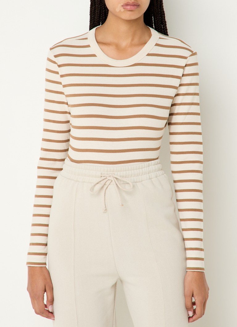 Penn & Ink  Ribgebreide longsleeve met streepprint