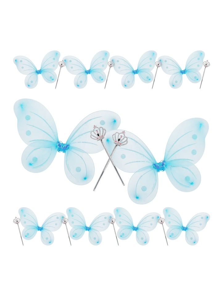 relaxdays 10x Feenflügel in Blau/ Silber günstig kaufen onesize