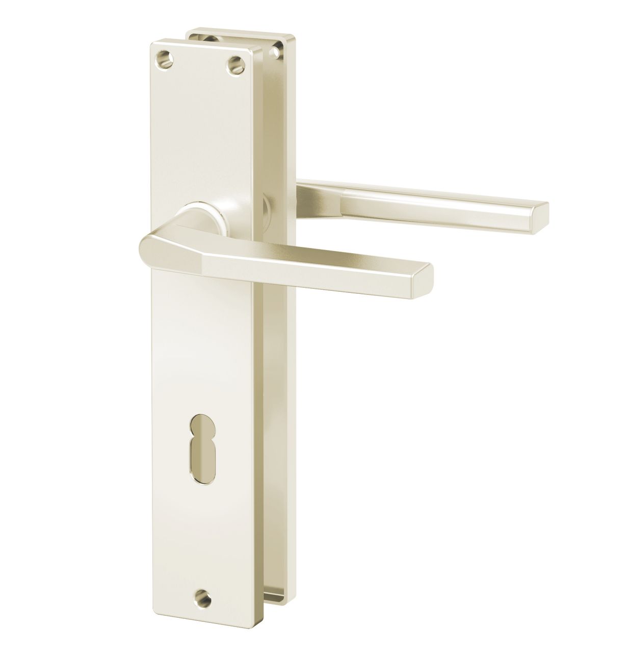 Basi Langschild-Drücker-Garnitur - ZB 4100 - Alu F2 - eckig - Lochung: Buntbart