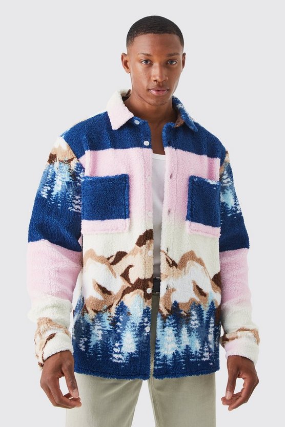Borg Overshirt mit Knopfleiste