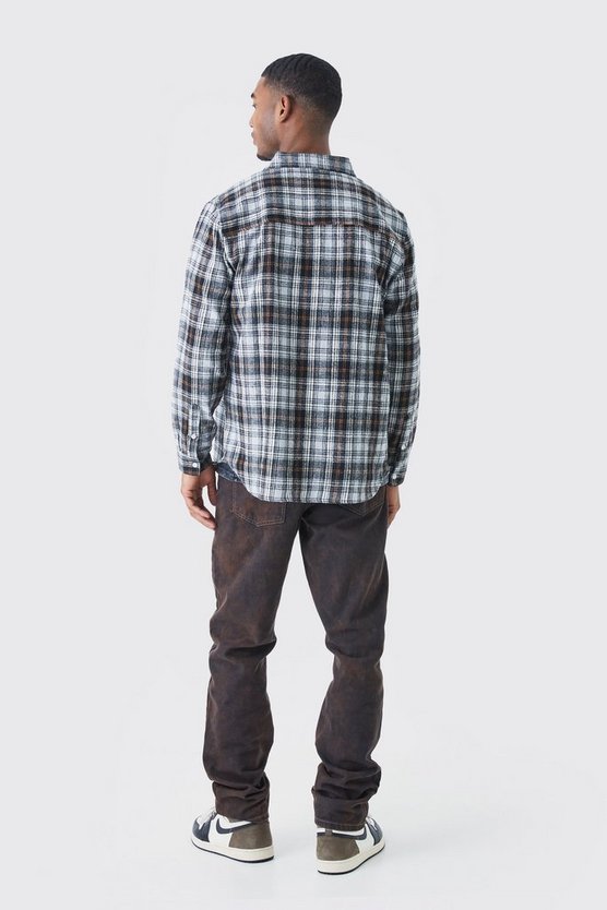 Tall langärmliges kariertes Overshirt