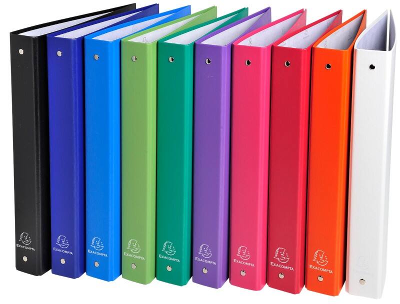 Exacompta Ringbuch 51330E 4 Ringe Kaschierter Karton PP DIN A4 Farbig sortiert 20 Stück