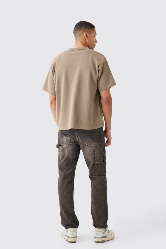 Kastiges Jacquard-Hemd mit abstraktem Detail