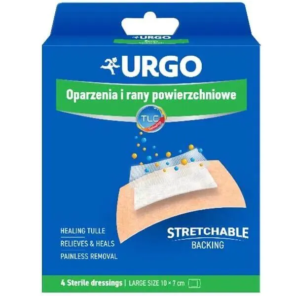 Urgo, curativos adesivos para queimaduras e feridas superficiais, 7x10cm