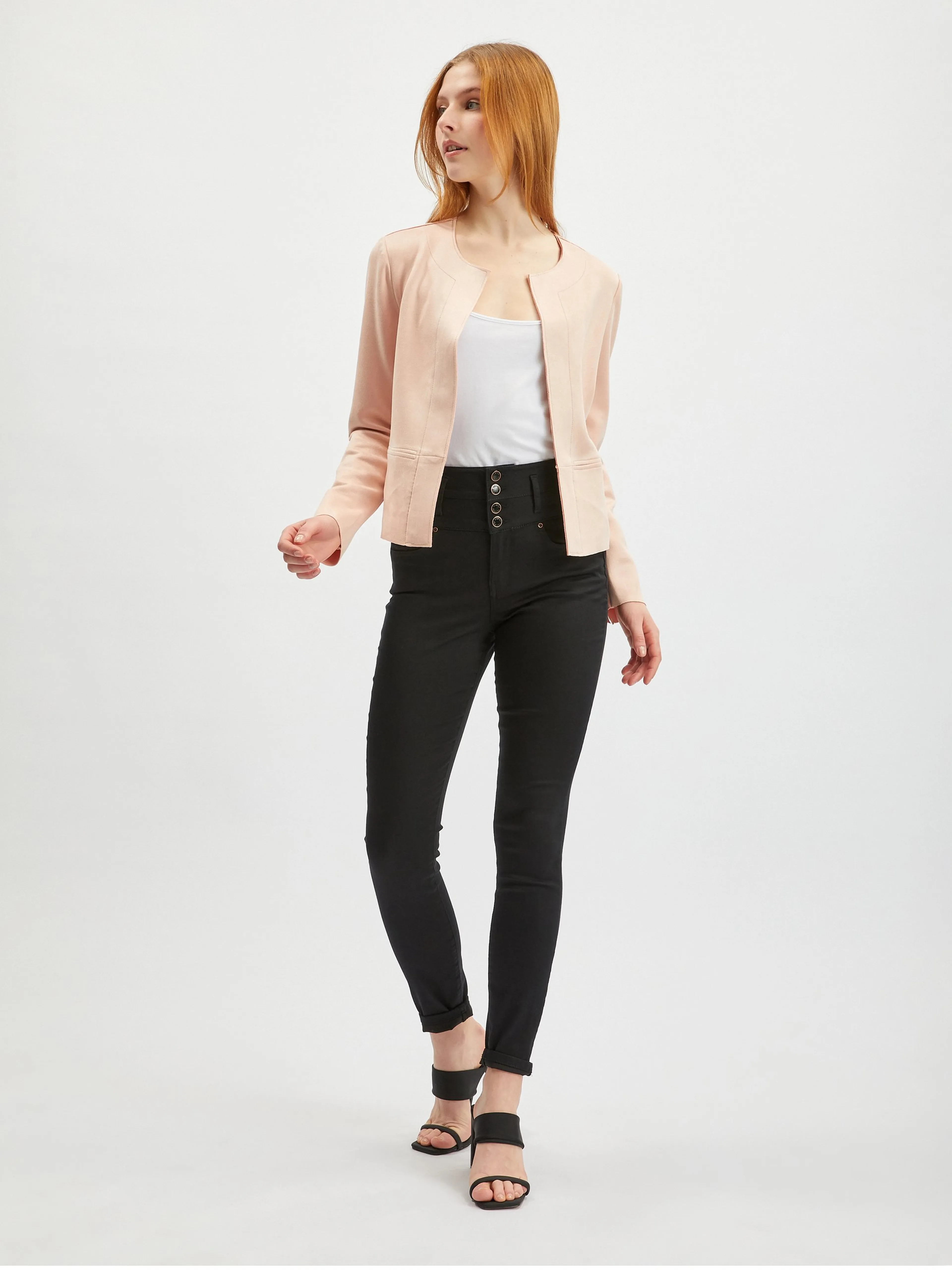 Apricotfarbene Damenjacke Wildleder ORSAY