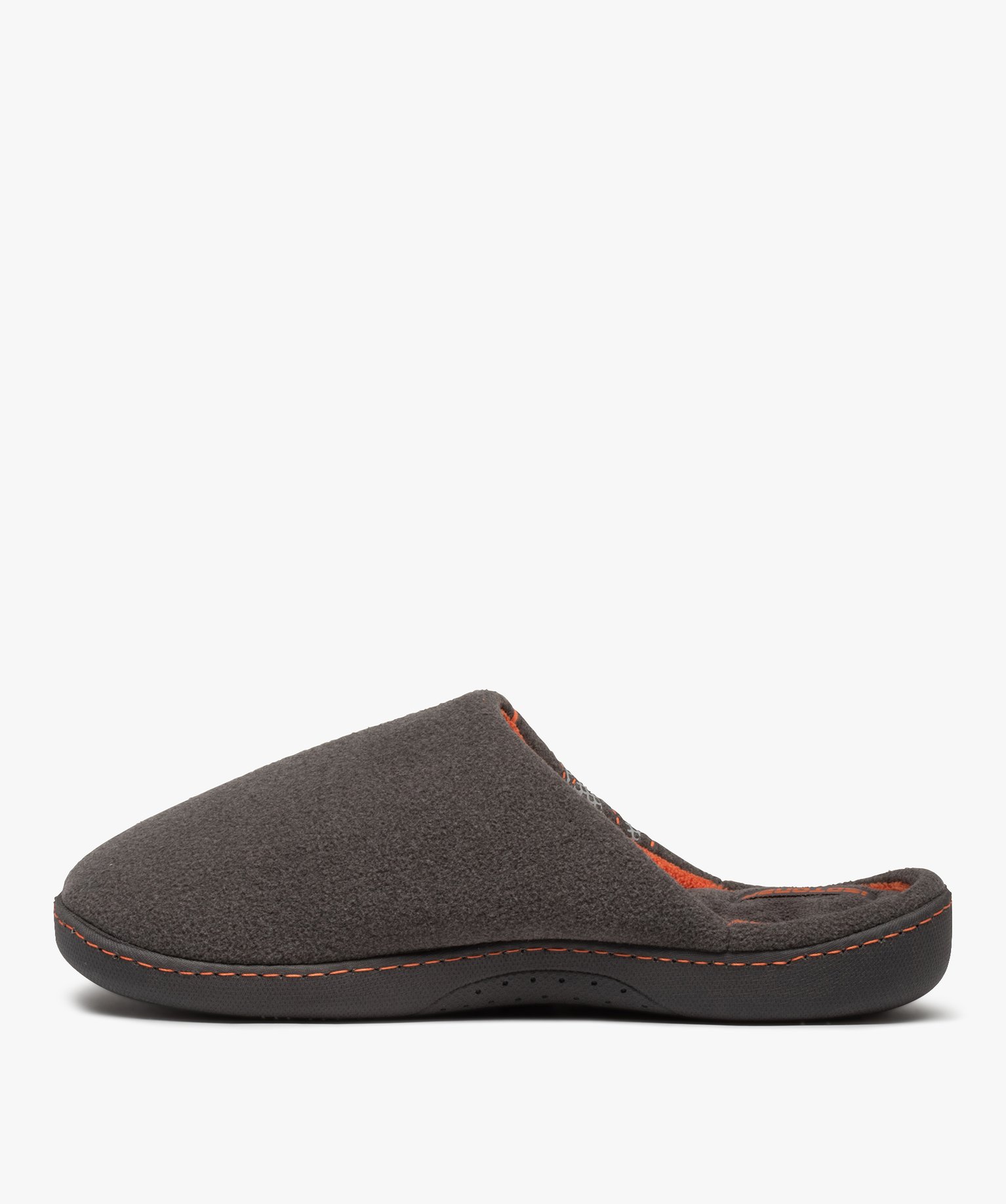 Chaussons homme mules en feutrine détails fluo - Isotoner gris | GEMO
