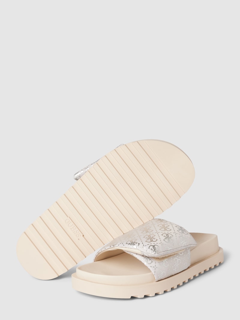 Pantoletten mit Label-Print Modell 'FABETZY' in offwhite