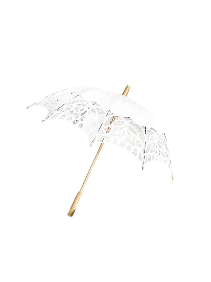 COFI 1453 Elegante handgemachte Brautschirme Spitze robustem Holzgriff für in Weiß günstig kaufen onesize