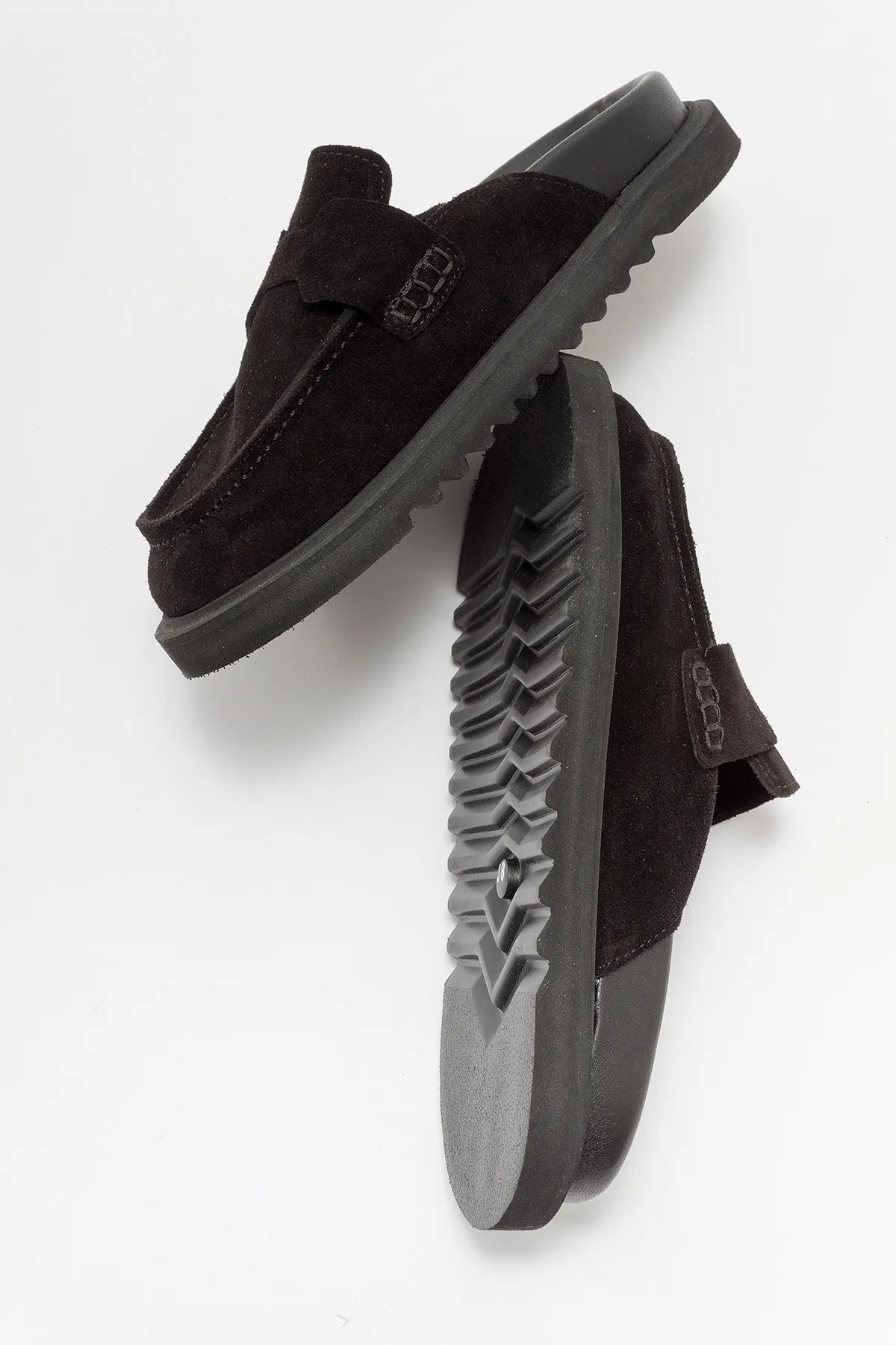 LuviShoes  LAVEN Damen-Hausschuhe aus schwarzem Wildleder und echtem Leder