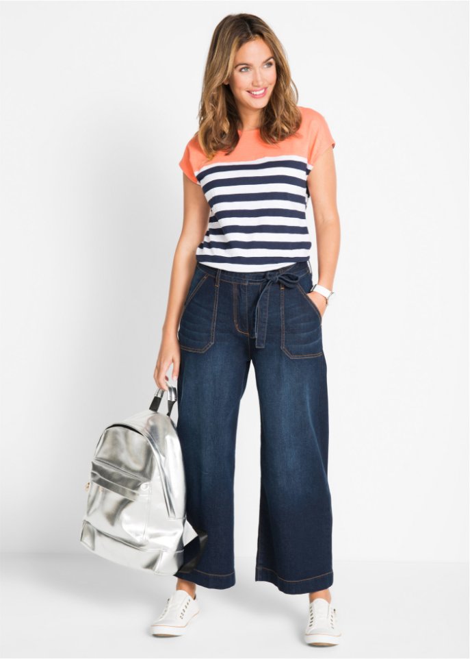 7/8-High Waist Ultra-Soft-Jeans mit High-Waist-Bequembund, Loose-Fit