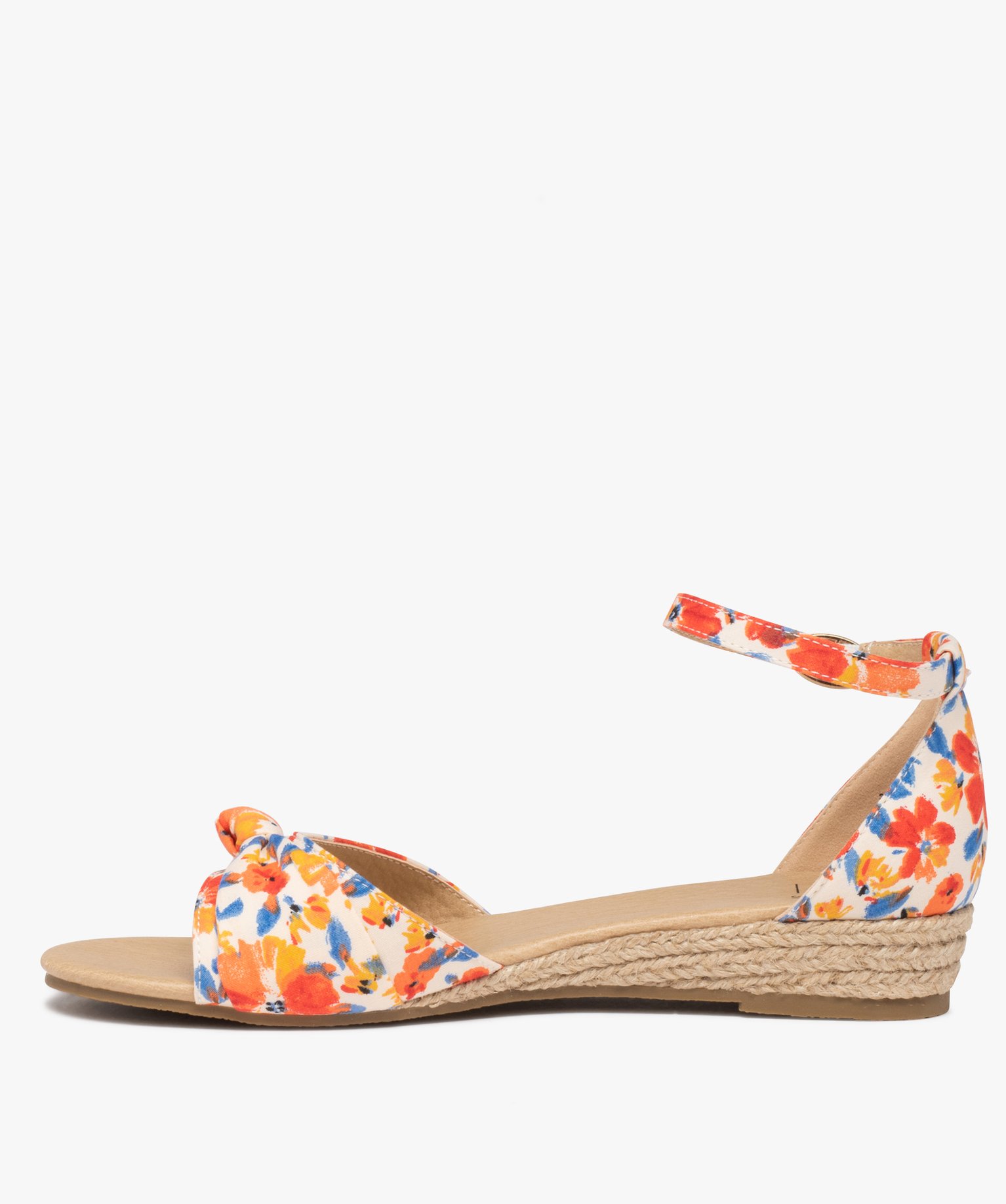 Sandales femme à petit talon compensé et dessus drapé multicolore | GEMO