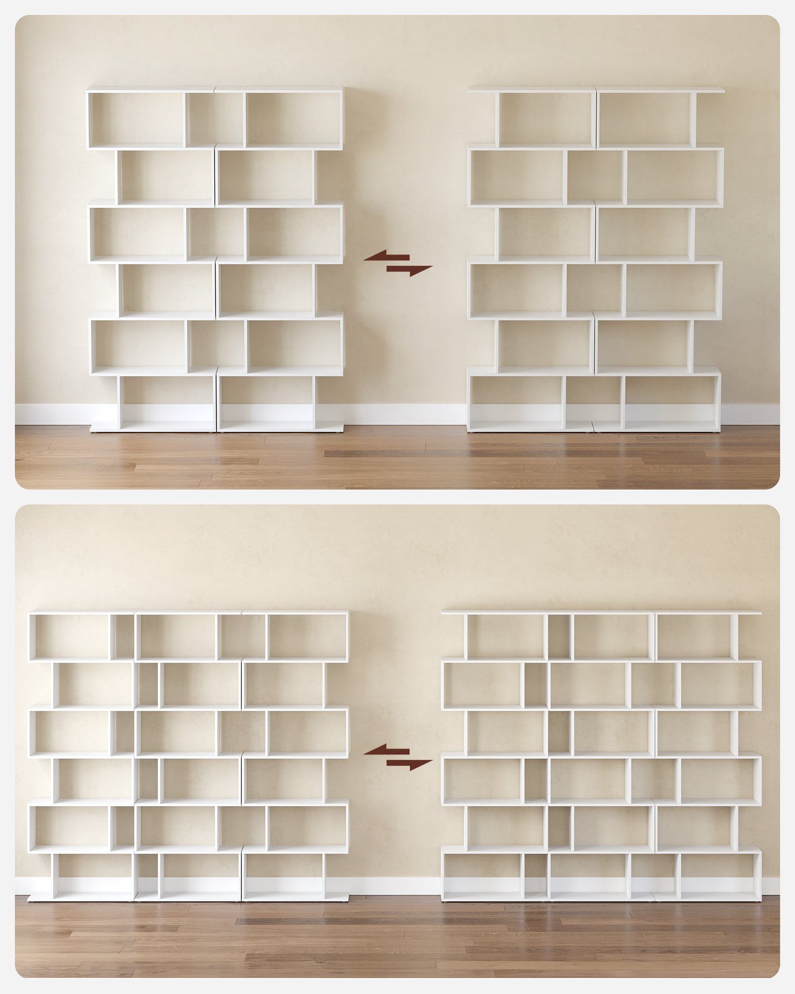 VASAGLE Bücherregal, 1-tlg., Standregal, Stabil, Einfache Montage