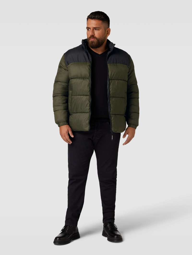 PLUS SIZE Steppjacke im Two-Tone-Design Modell 'TOBY' in dunkelgrün