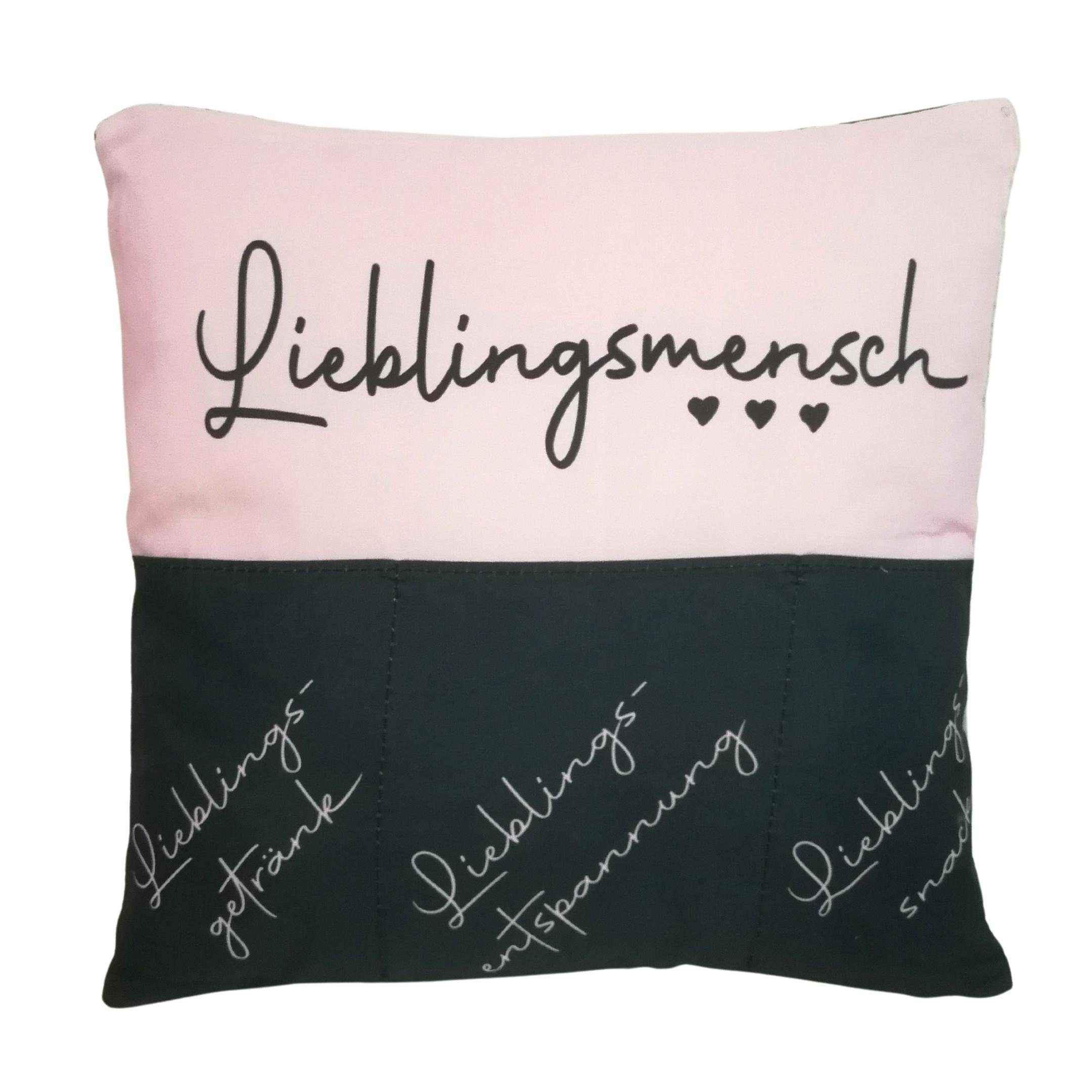 Bada Bing Dekokissen Lieblingsmensch Kissen mit Taschen Couch-Kissen originelles Geschenk, Mit drei Taschen zum befüllen