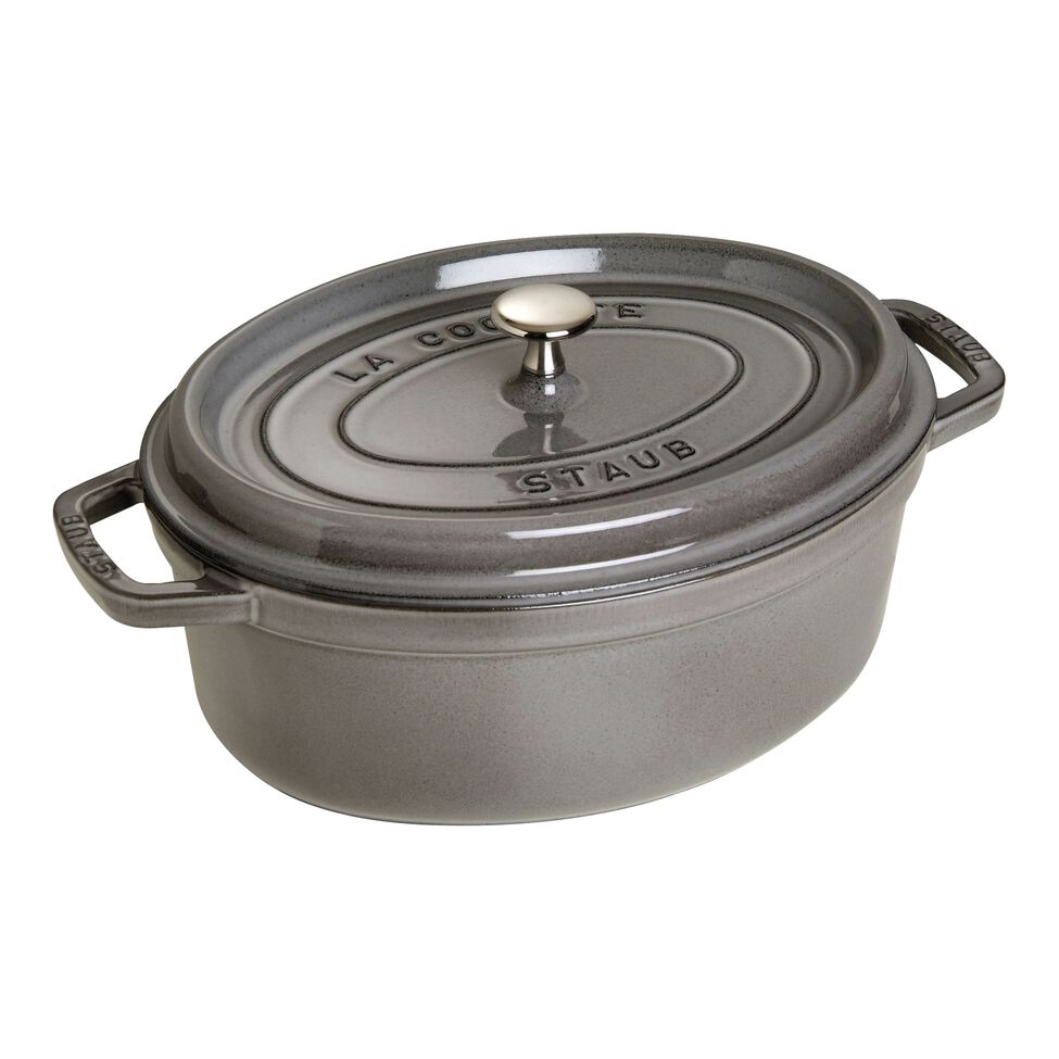 Cocotte 37 cm, oval, Graphit-Grau, Gusseisen