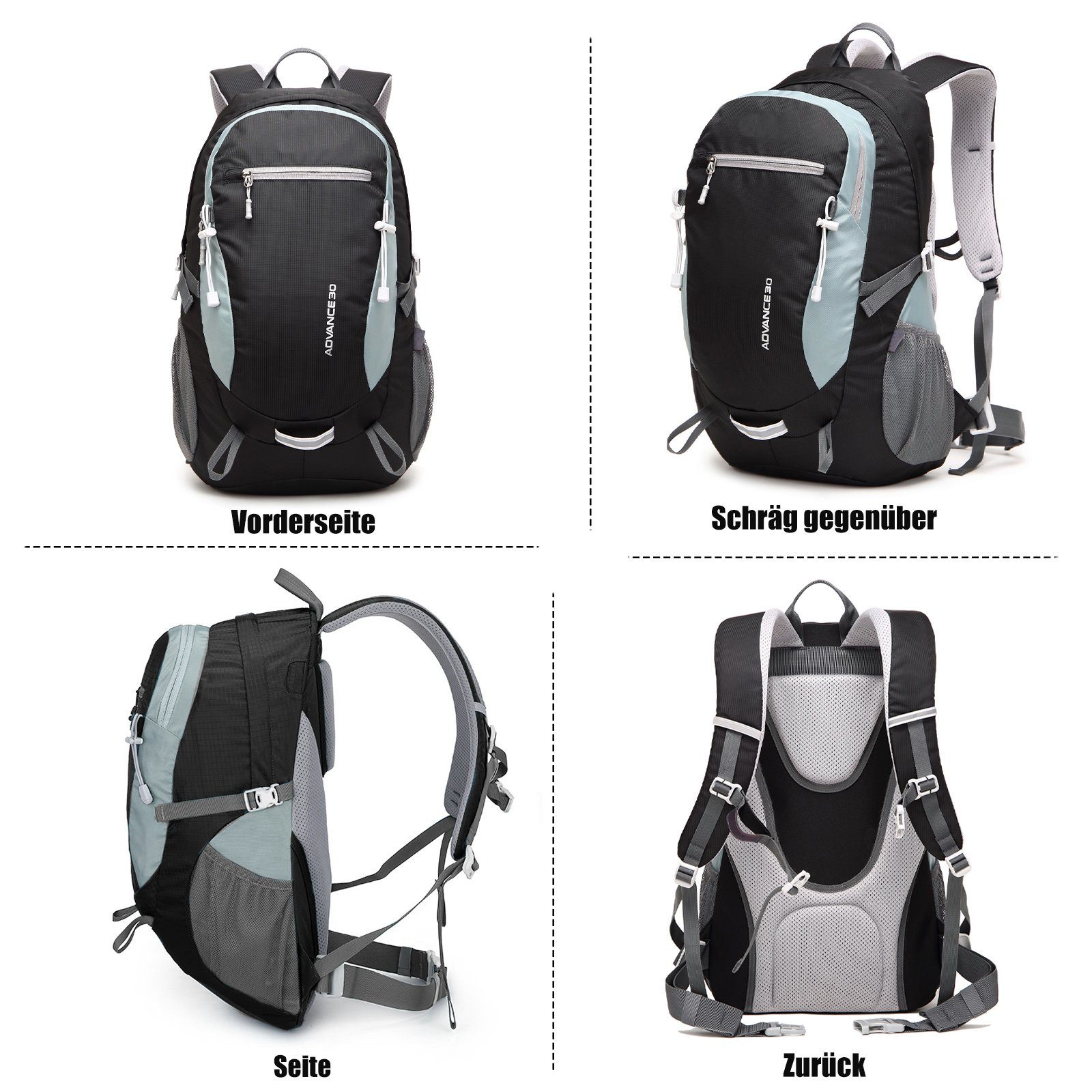 TAN.TOMI Wanderrucksack 40L Großer Wanderrucksack mit Rückenbelüftung, Wasserdicht Daypack (Einschließlich Regenschutz), mit Regenschutz für Outdoor Reisen Camping Trekking