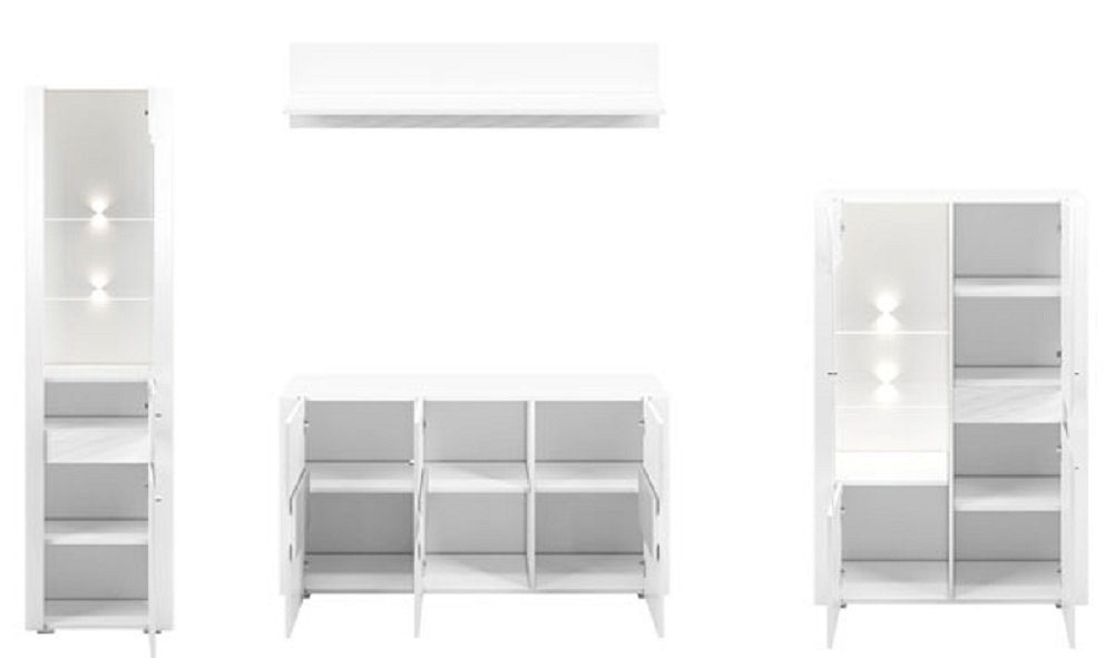 Feldmann-Wohnen Wohnwand ARKO, (Set, 1 Sideboard + 2 Vitrinen + 1 Wandregal), Gesamtmaße B/T/H: 285 cm x 42 cm x 201 cm
