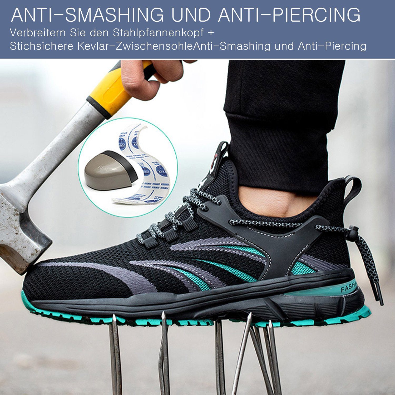 TOPMELON Sicherheitsschuh S3 Stahlkappenschuhe Stahlkappe Arbeitsschuh