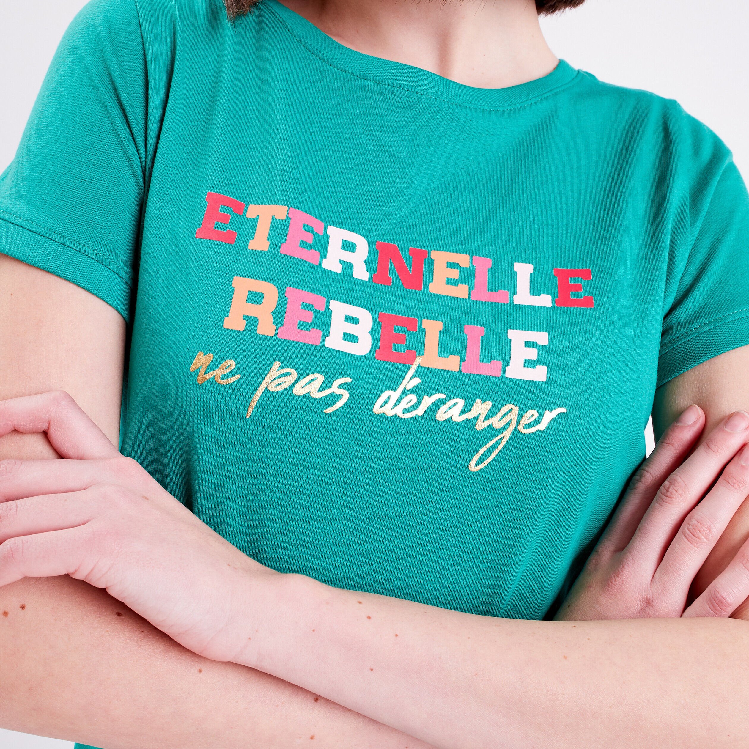 T-shirt manches courtes vert femme | Cache Cache