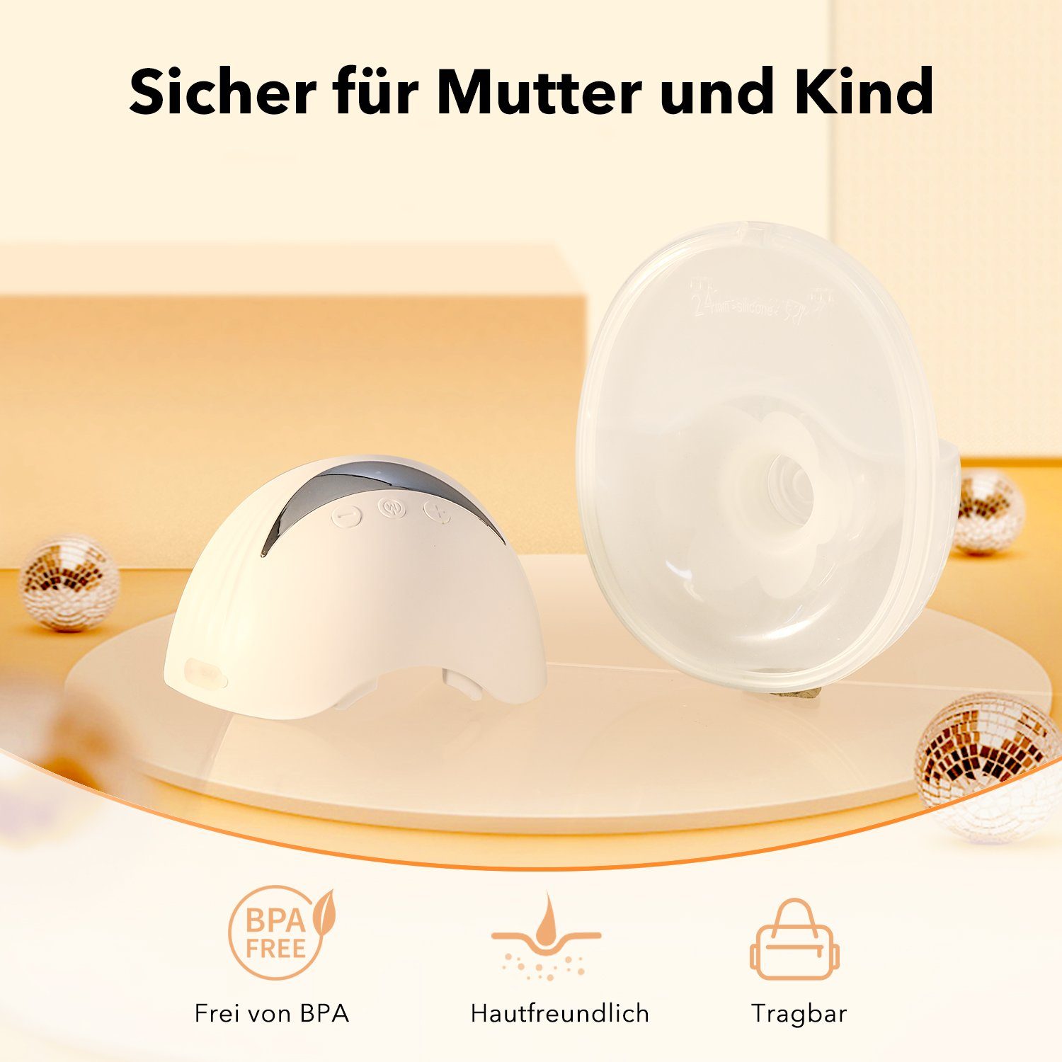 LETGOSPT Elektrische Milchpumpe Tragbar mit 4 Modi & 12 Stufen, Freihändige Milchpumpe mit LED-Anzeige, Set, BH Einstell Schnalle/Auslaufsicher/Geräuscharm/Schmerzfrei (1er-Pack)