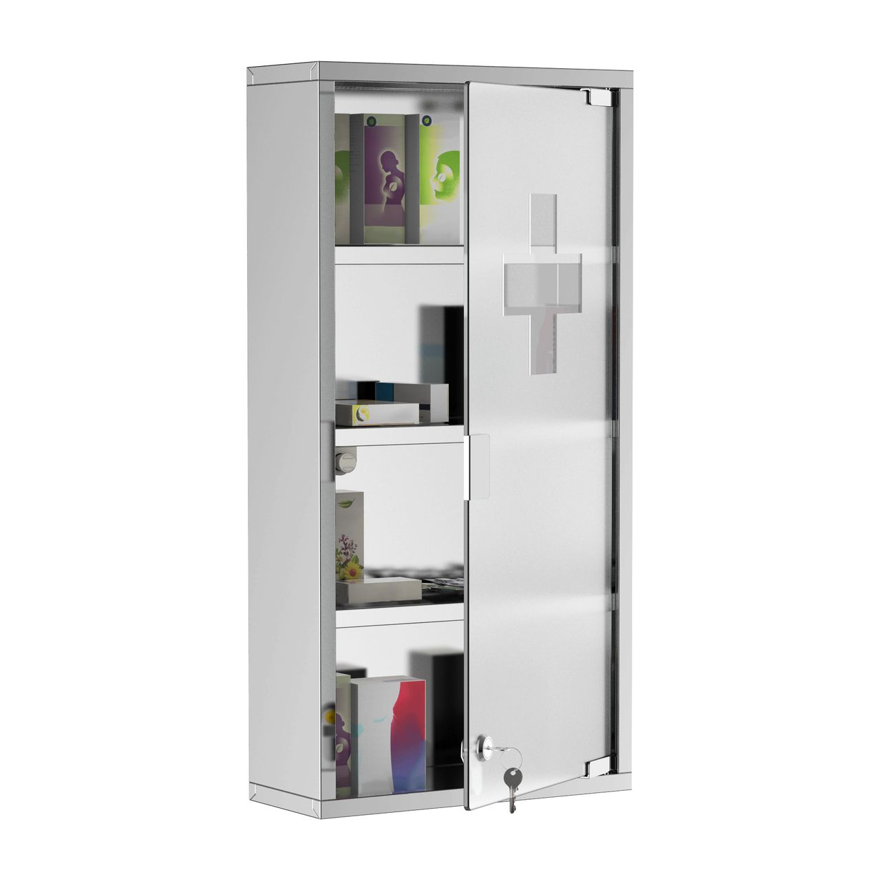 HOMCOM Medizinschrank mit Schloss Edelstahl