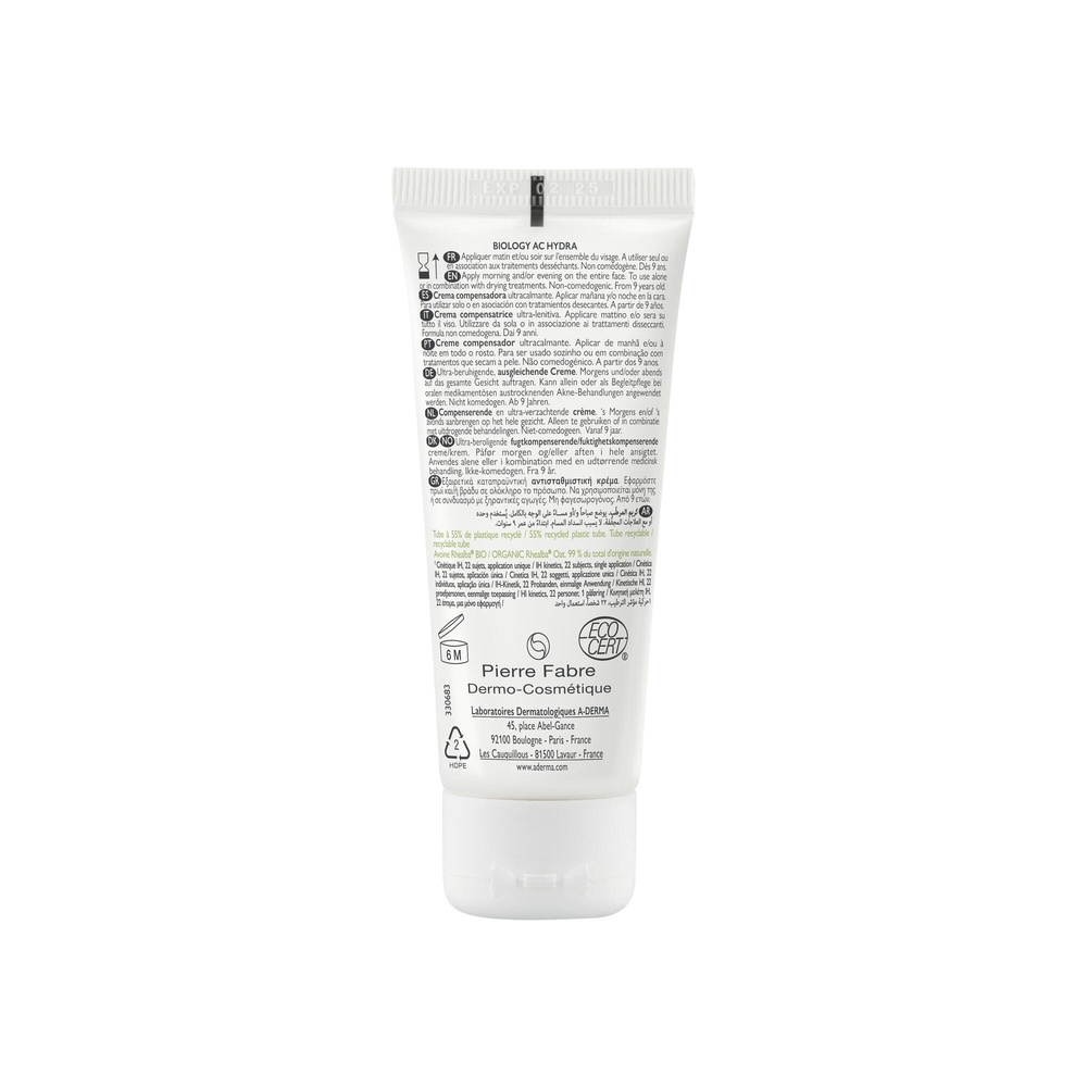 A-Derma Biology AC Hydra crème compensatrice bio  40 ml Crème