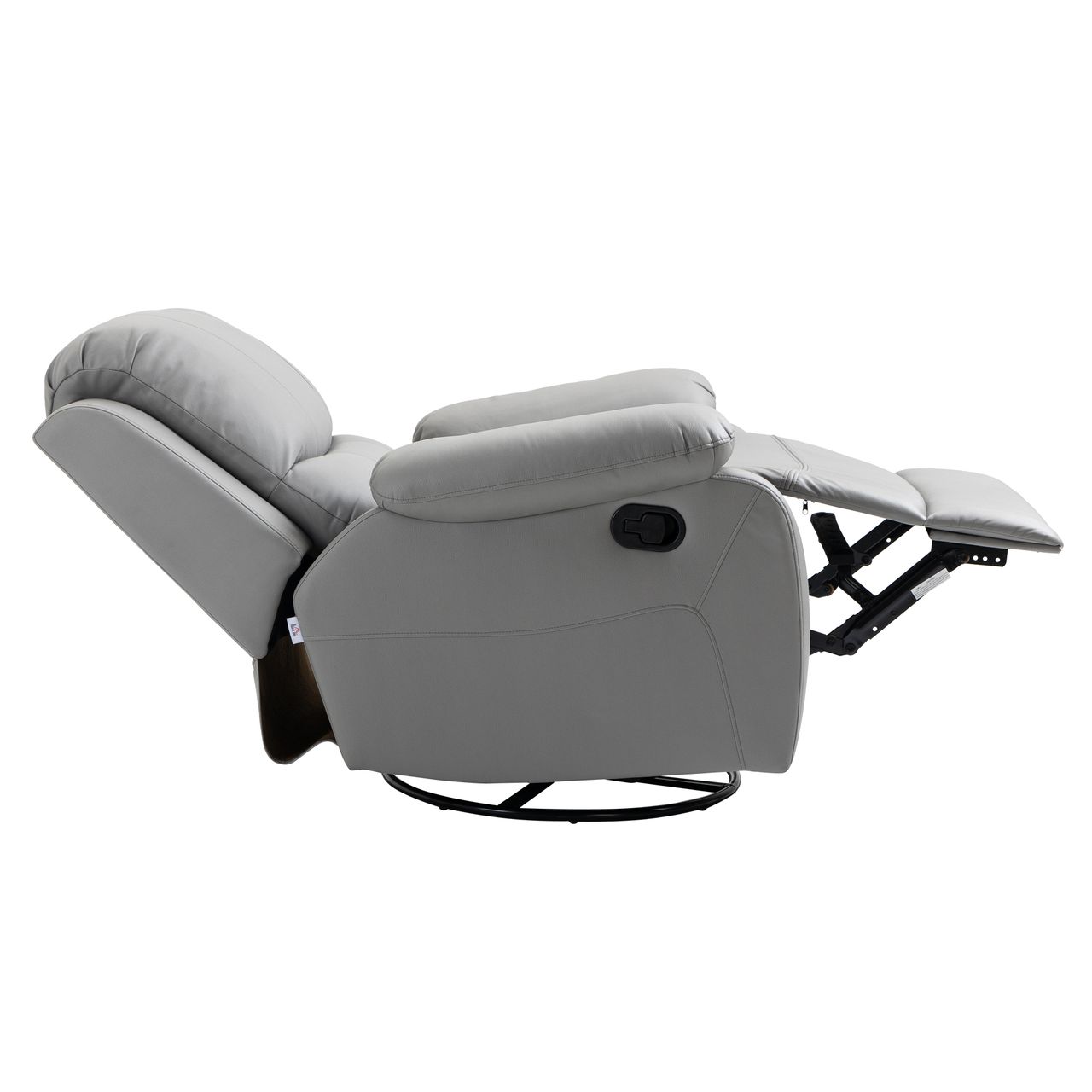 HOMCOM Relaxsessel 135° neigbarer Liegesessel, drehbarer Fernsehsessel mit Fußstütze für Wohnzimmer Schlafzimmer, belastbar bis 150 kg Polyester Grau