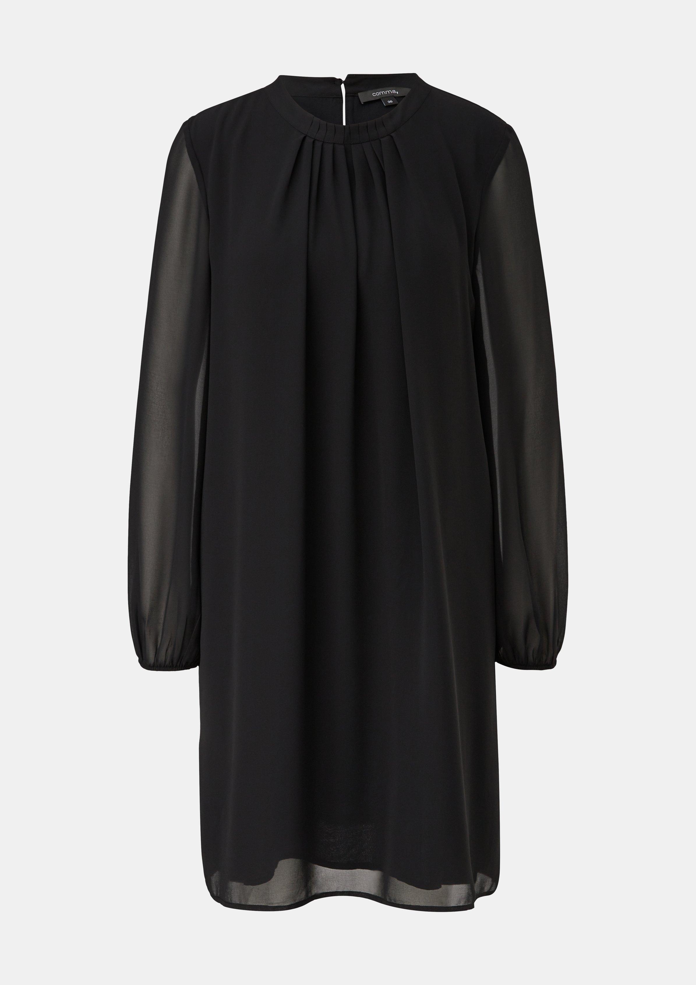 Chiffonkleid mit Plisseefalten - schwarz