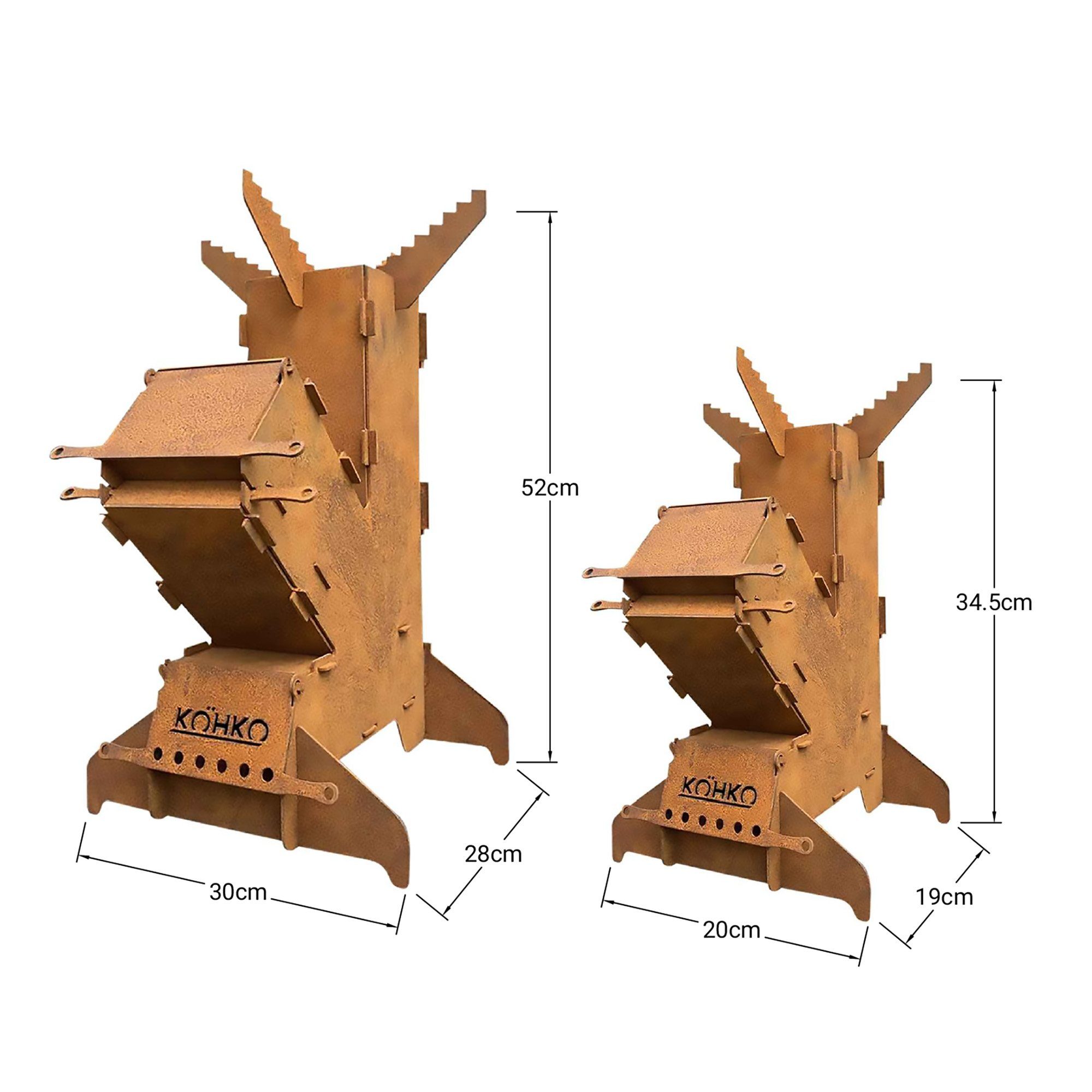 Köhko Feuerkorb Raketenofen Rocket Stove Campingofen aus 3 mm Cortenstahl