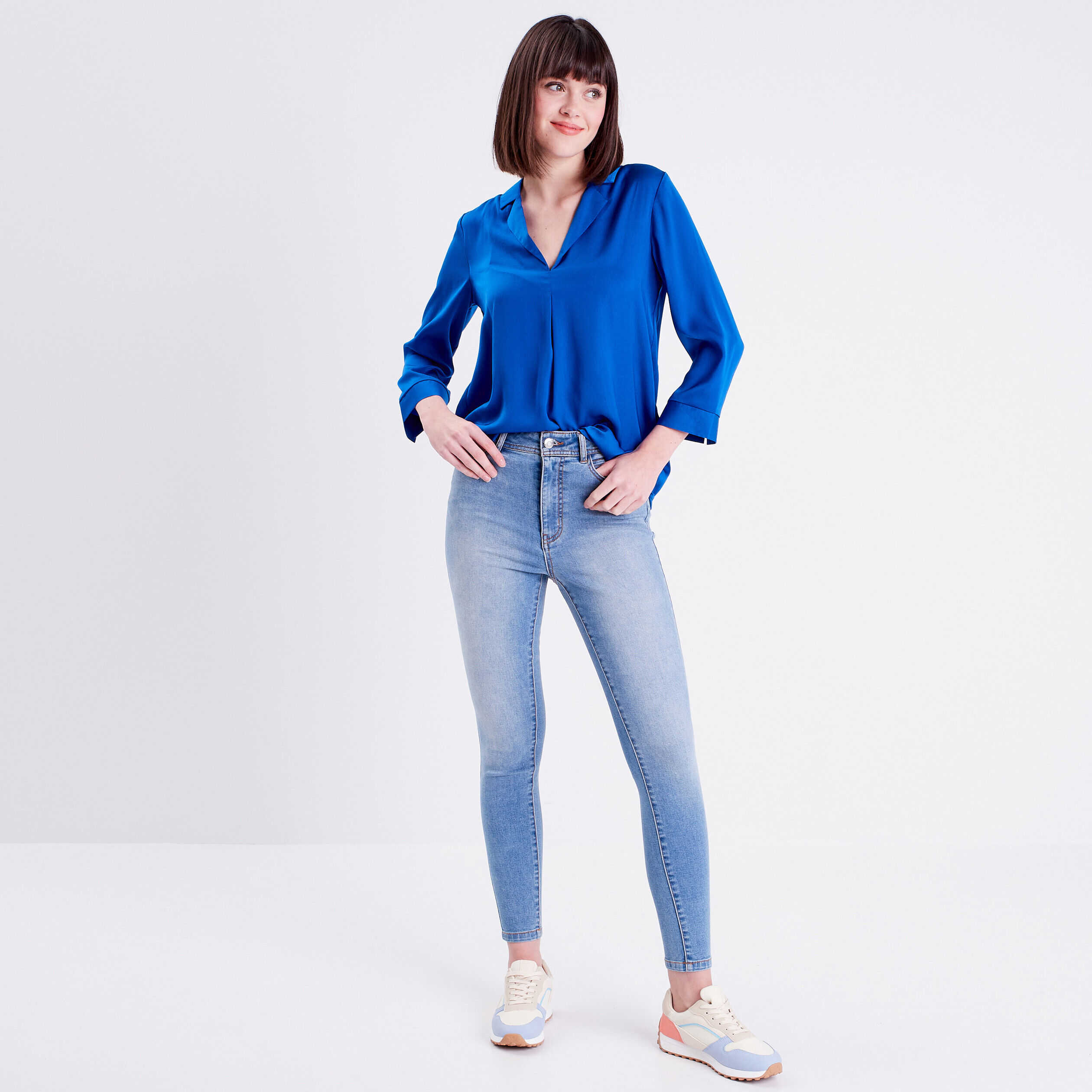 Jeans skinny détails cloutés denim double stone femme | Cache Cache