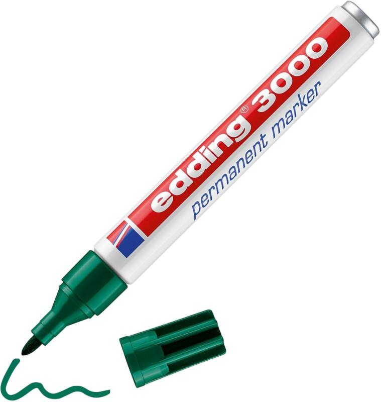 edding 3000 Permanentmarker Mittel Rundspitze 1,5 - 3 mm Grün Nachfüllbar Wasserbeständig