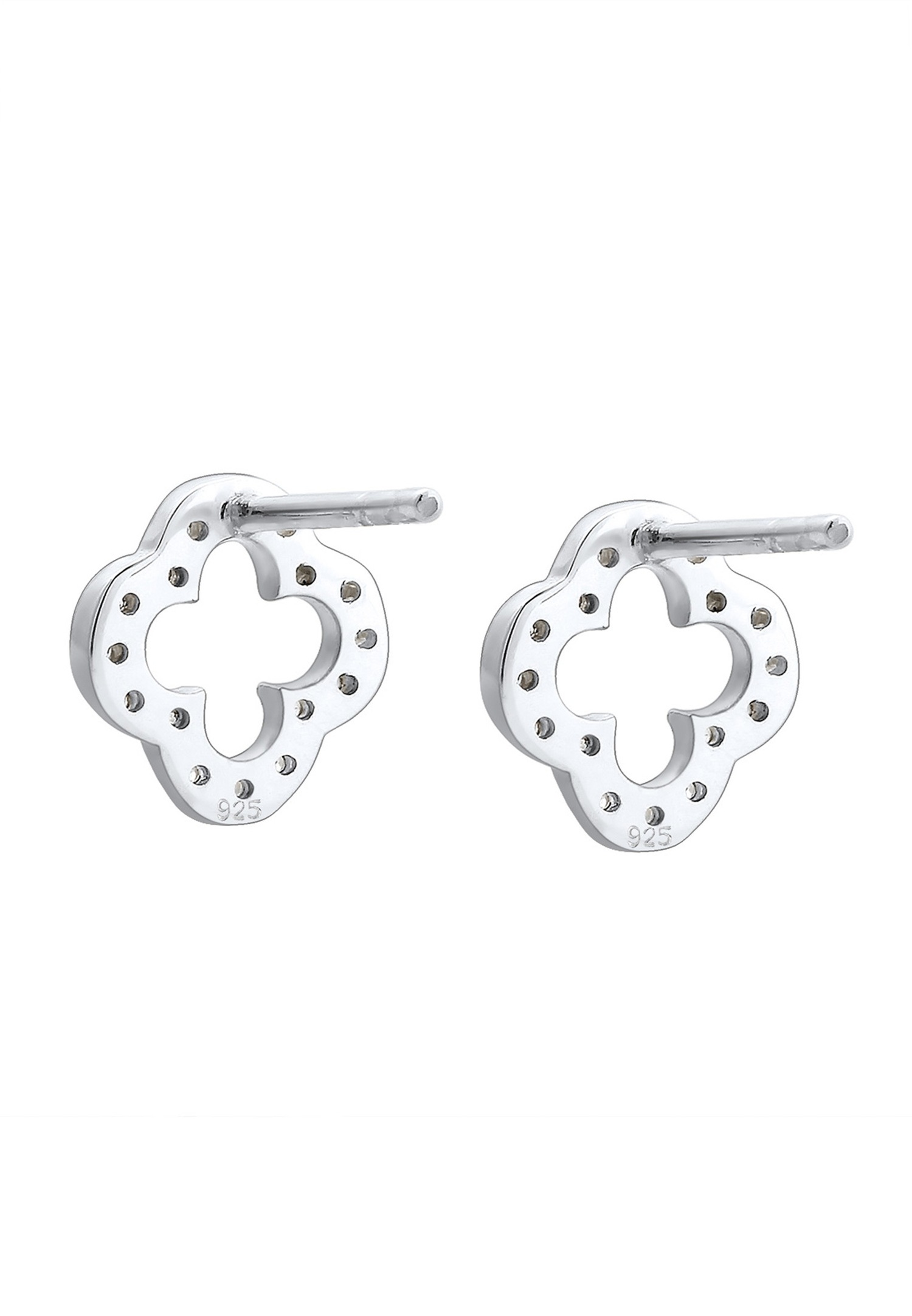 Orecchini a lobo da donna Elli a forma di quadrifoglio portafortuna con zirconi in argento sterling 925