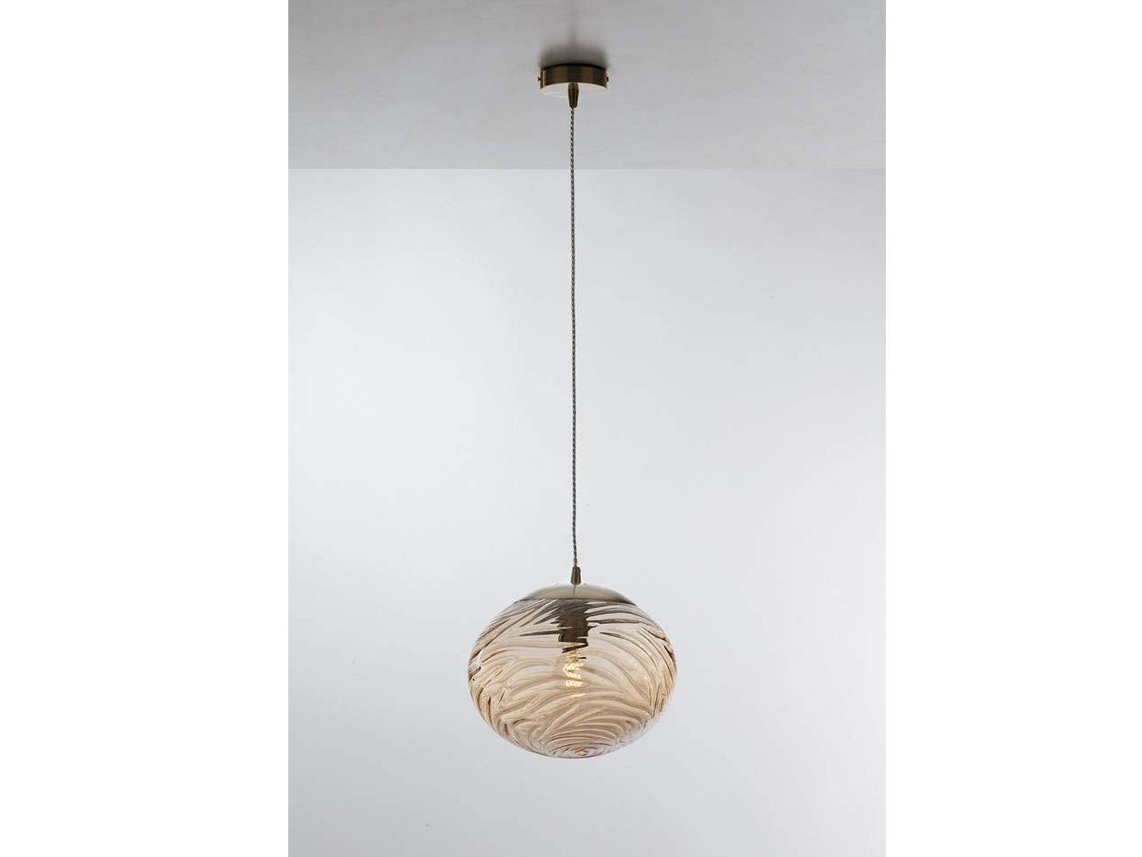 meineWunschleuchte LED Pendelleuchte, Dimmfunktion, LED wechselbar, Warmweiß, Designer Rauchglas Glas-kugel Lampenschirm für über-n Esstisch hängend