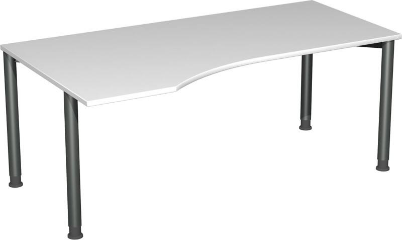 4 Fuß Flex PC-Schreibtisch links höhenverstellbar, 1800x1000x680-800, Lichtgrau/Anthrazit